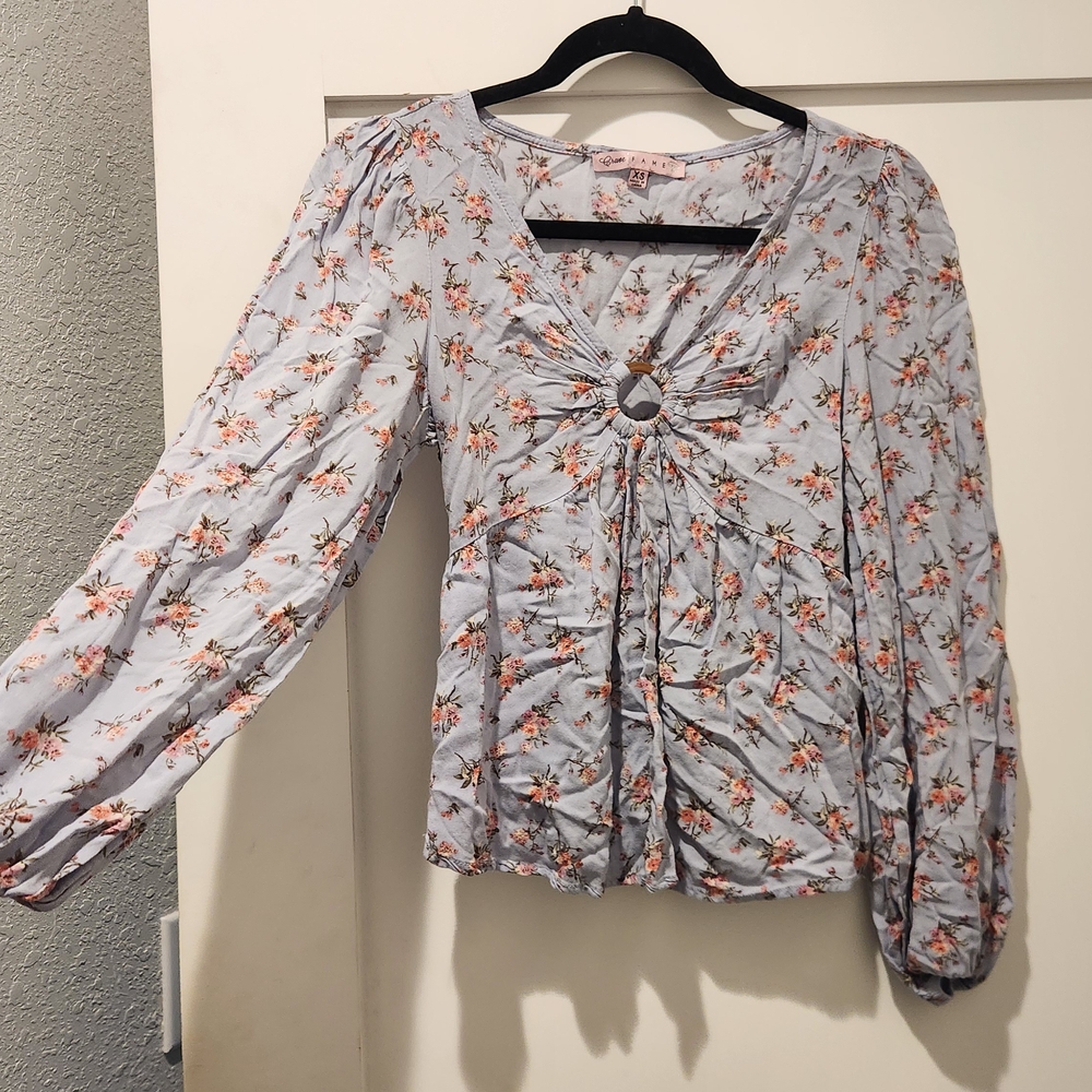 Crave Fame Pastel Floral Long Sleeve Top
